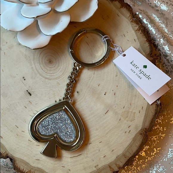 NWT KATE SPADE GLITTER PINK/SLVR REVOLVING KEY FOB - Picture 5 of 5